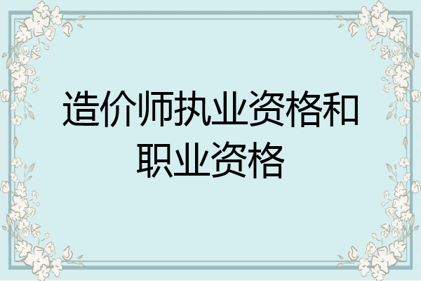造价师执业资格和职业资格