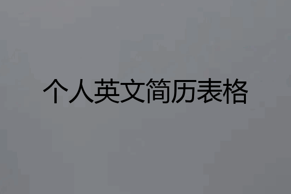 个人英文简历表格