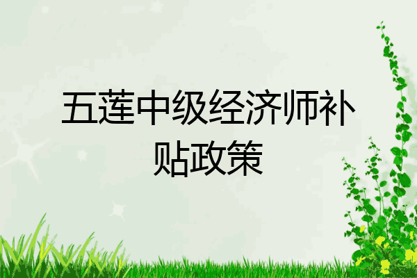 五莲中级经济师补贴政策