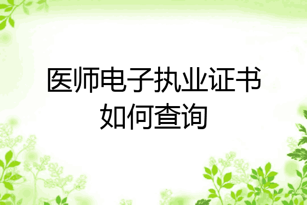 医师电子执业证书如何查询