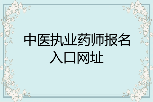 中医执业药师报名入口网址