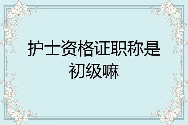 护士资格证职称是初级嘛
