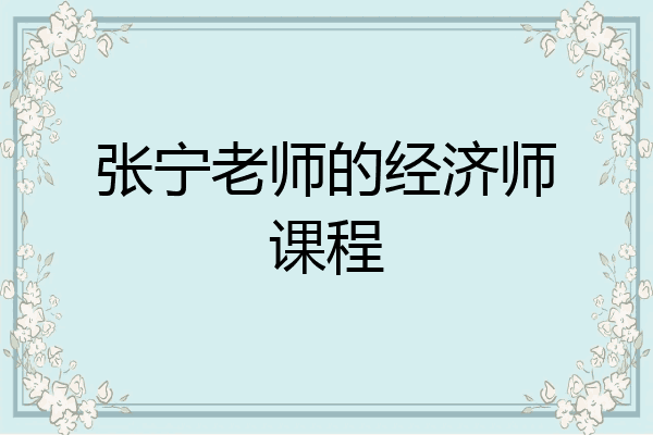 张宁老师的经济师课程