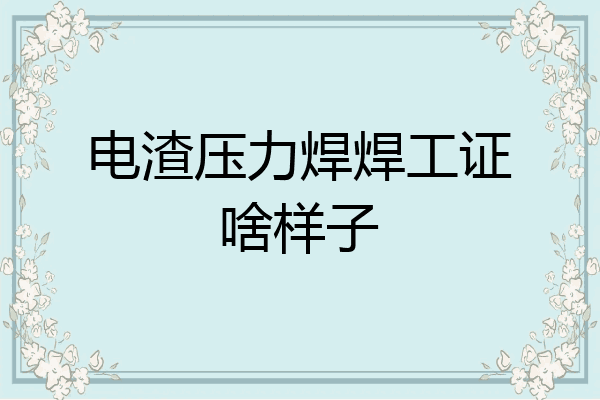 电渣压力焊焊工证啥样子