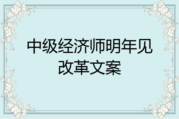 中级经济师明年见改革文案