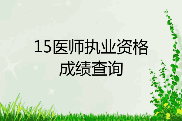 15医师执业资格成绩查询