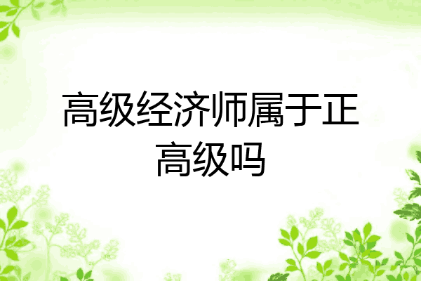 高级经济师属于正高级吗