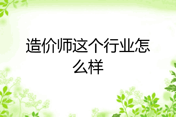 造价师这个行业怎么样
