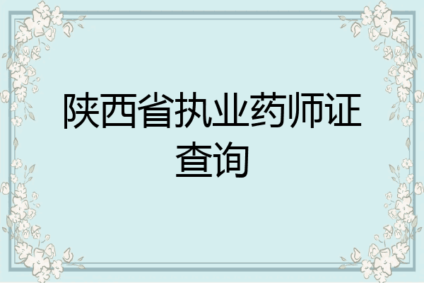 陕西省执业药师证查询