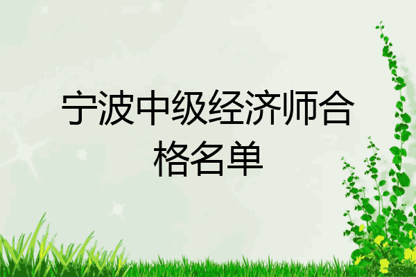 宁波中级经济师合格名单