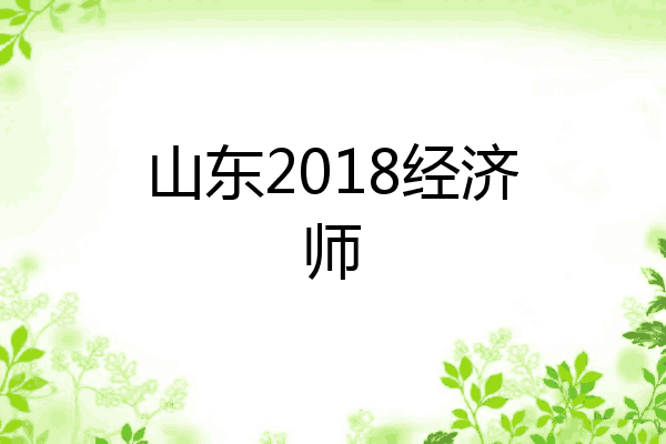 山东2018经济师