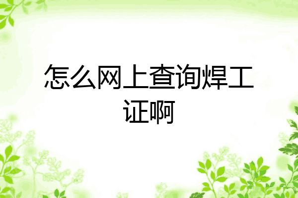 怎么网上查询焊工证啊