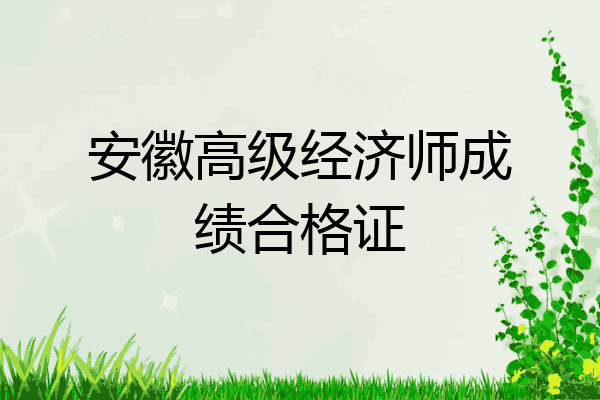 安徽高级经济师成绩合格证