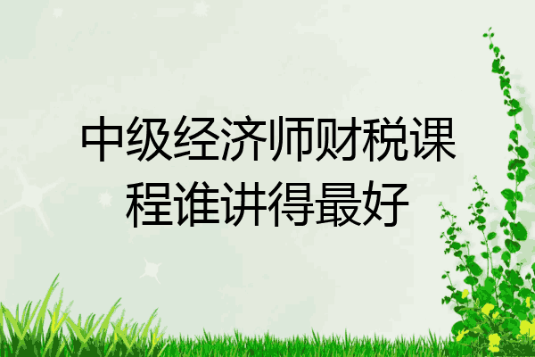 中级经济师财税课程谁讲得最好