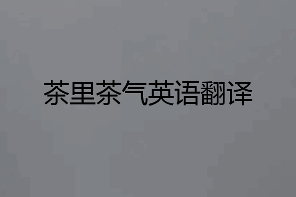 茶里茶气英语翻译