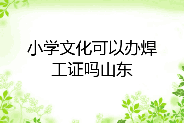 小学文化可以办焊工证吗山东