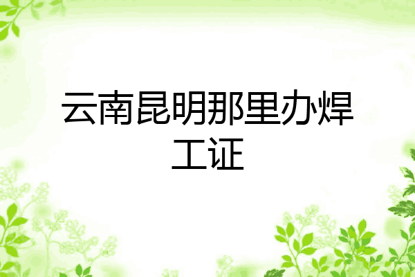 云南昆明那里办焊工证