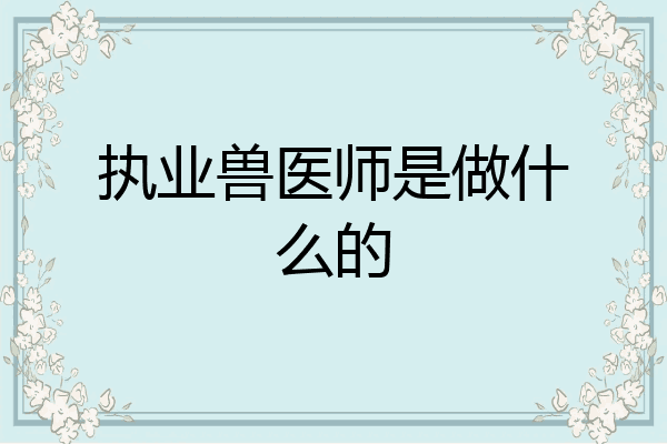执业兽医师是做什么的