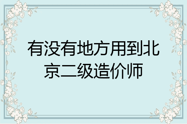 有没有地方用到北京二级造价师