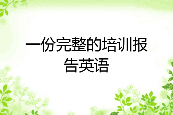 一份完整的培训报告英语