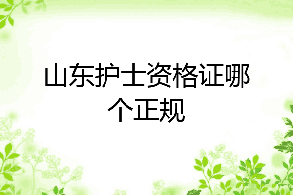 山东护士资格证哪个正规