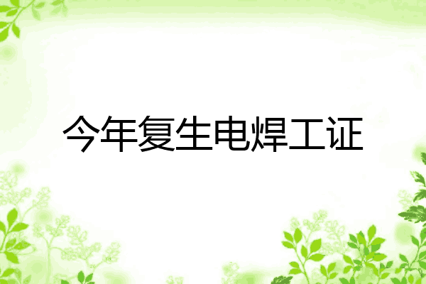 今年复生电焊工证