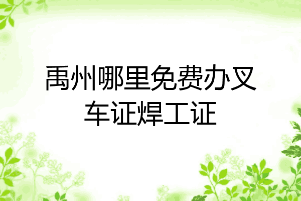 禹州哪里免费办叉车证焊工证