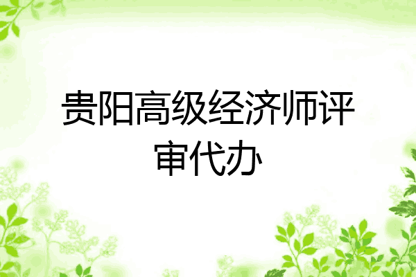 贵阳高级经济师评审代办