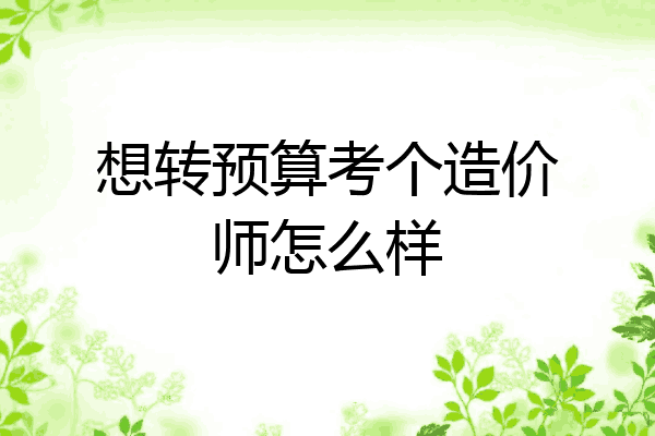 想转预算考个造价师怎么样
