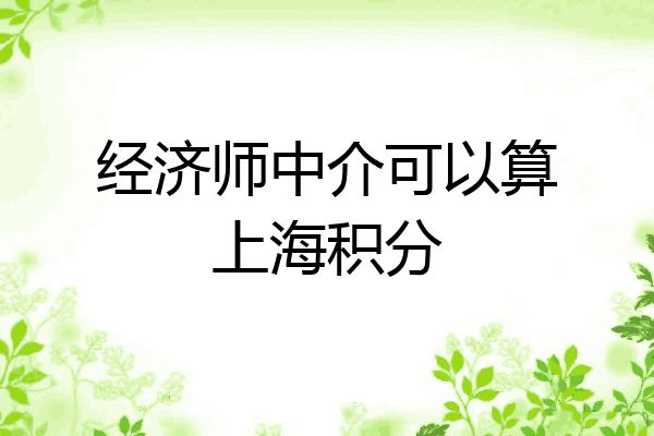 经济师中介可以算上海积分