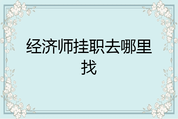 经济师挂职去哪里找