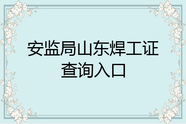 安监局山东焊工证查询入口