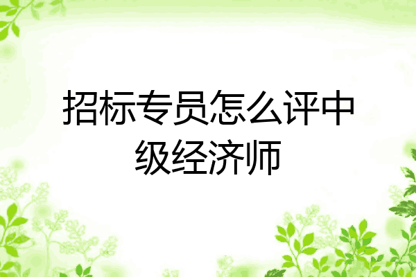 招标专员怎么评中级经济师