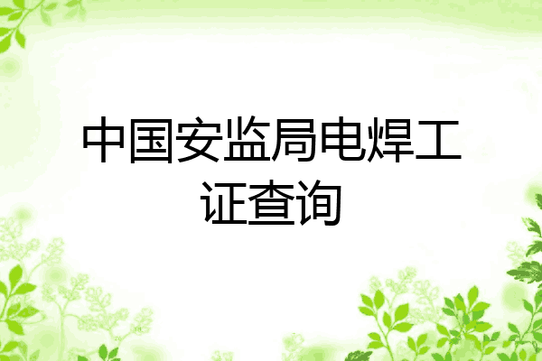 中国安监局电焊工证查询