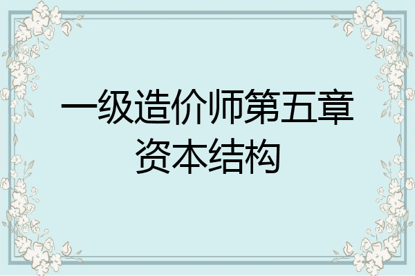 一级造价师第五章资本结构