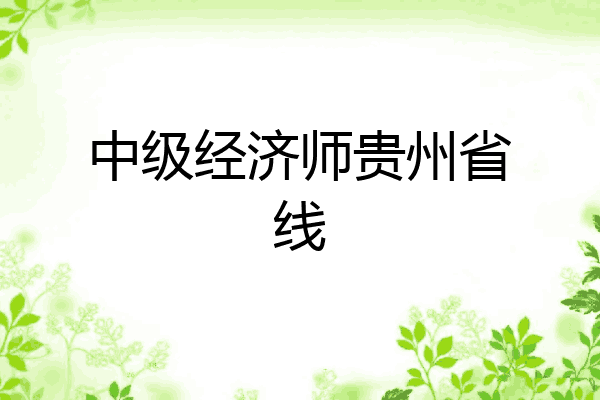 中级经济师贵州省线