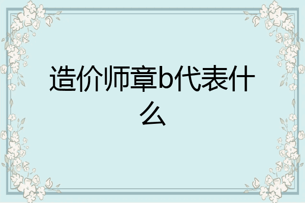 造价师章b代表什么