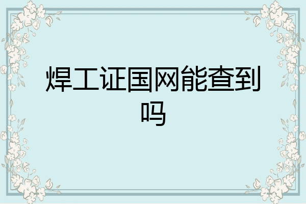 焊工证国网能查到吗