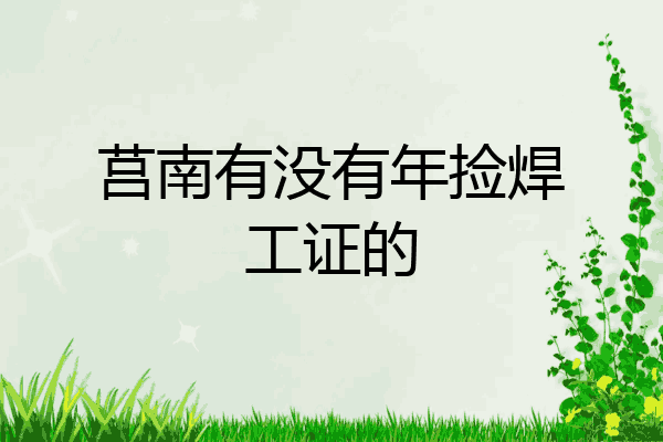 莒南有没有年捡焊工证的
