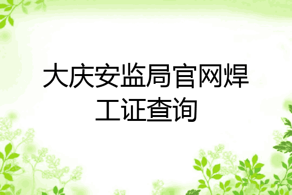 大庆安监局官网焊工证查询