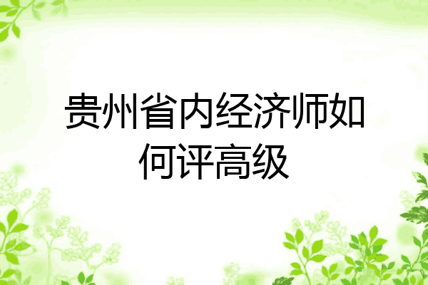 贵州省内经济师如何评高级