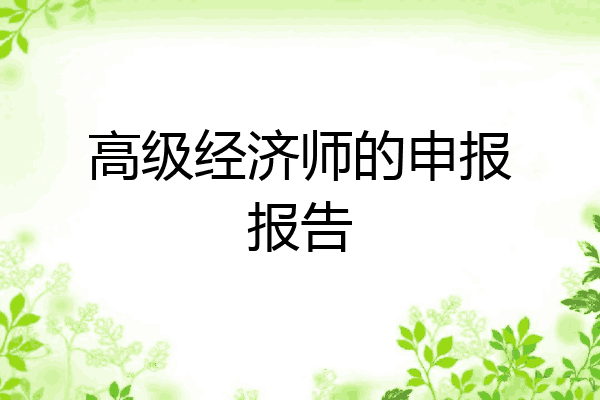 高级经济师的申报报告