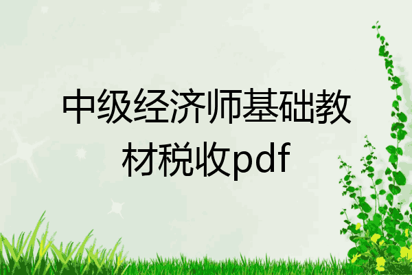 中级经济师基础教材税收pdf