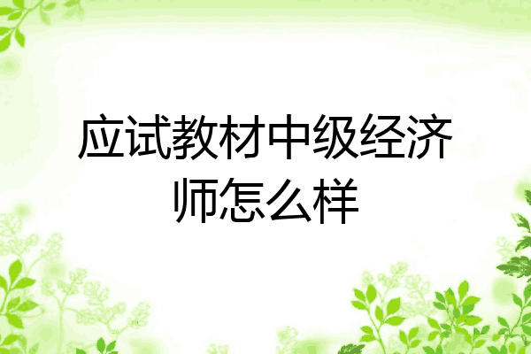 应试教材中级经济师怎么样