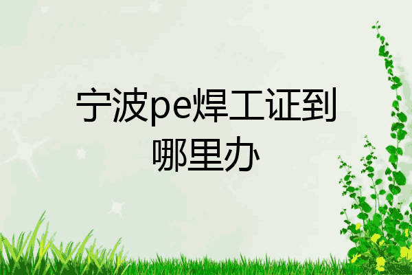 宁波pe焊工证到哪里办