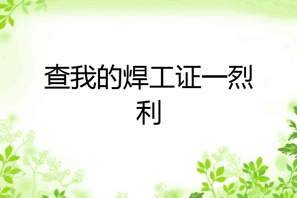 查我的焊工证一烈利