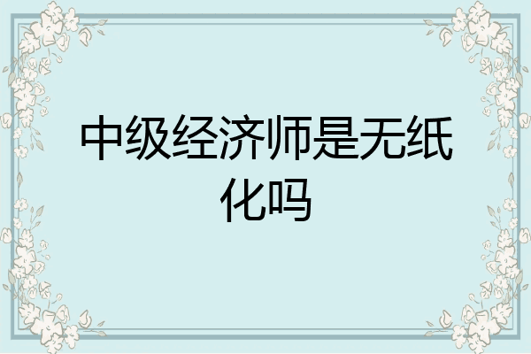 中级经济师是无纸化吗