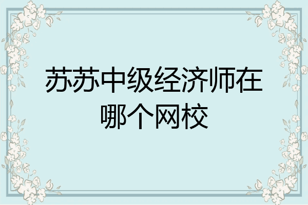 苏苏中级经济师在哪个网校