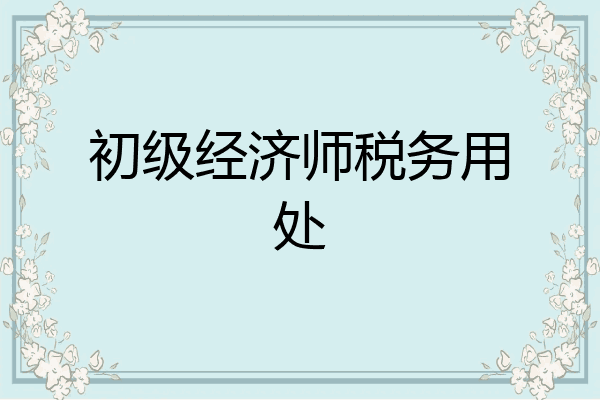 初级经济师税务用处