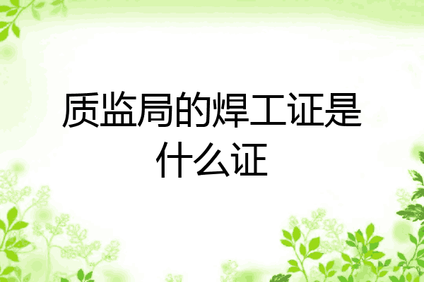 质监局的焊工证是什么证